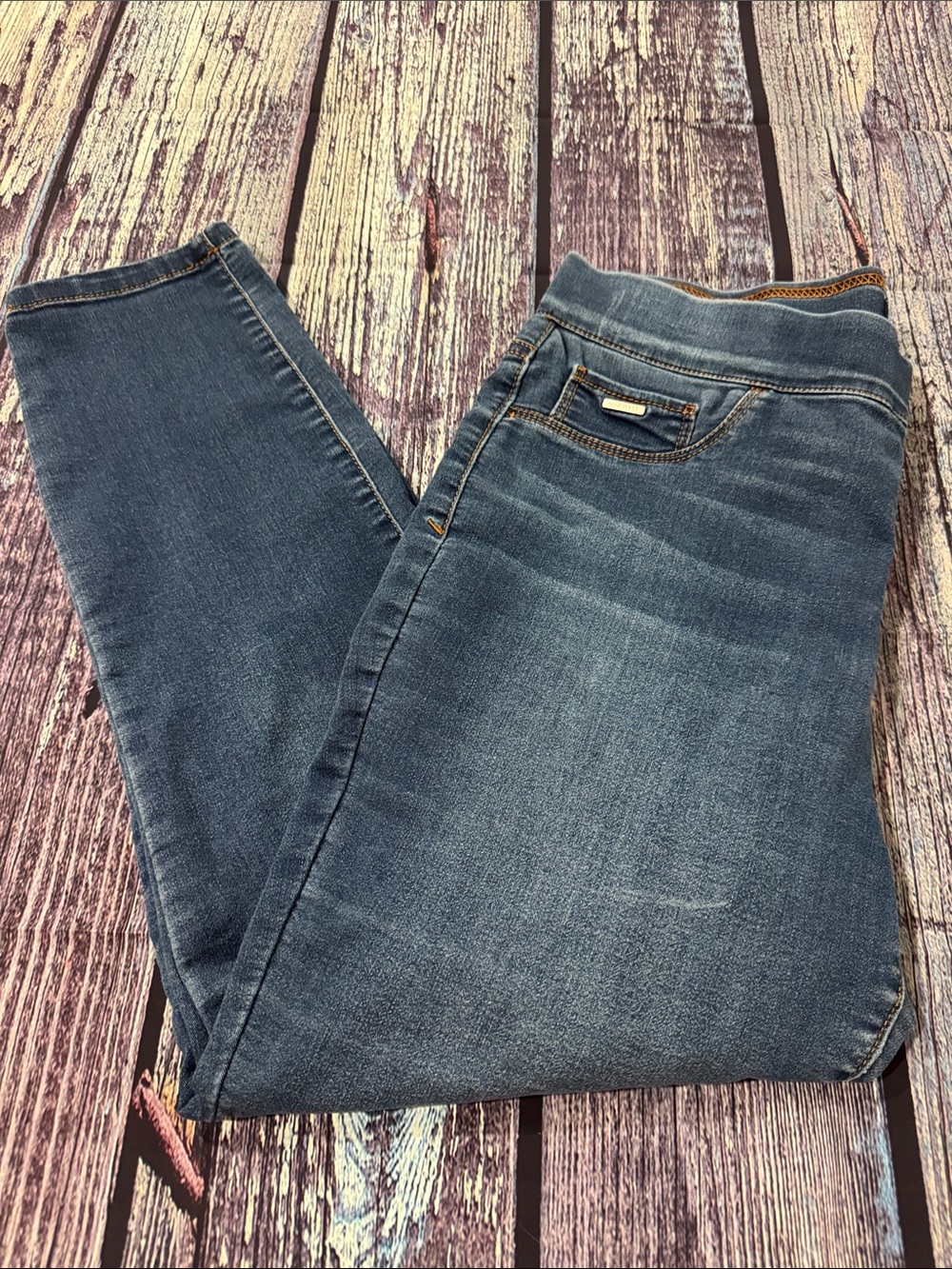 Nine West Women's Pull-on Skinny Jeans in Mid Blue Wash